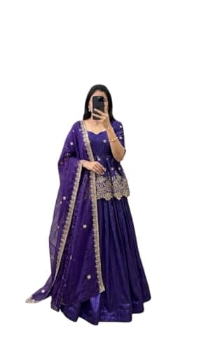 Indian Style lehenga choli for women Wedding Party Wear Dress fully stitched. (blue, 40)