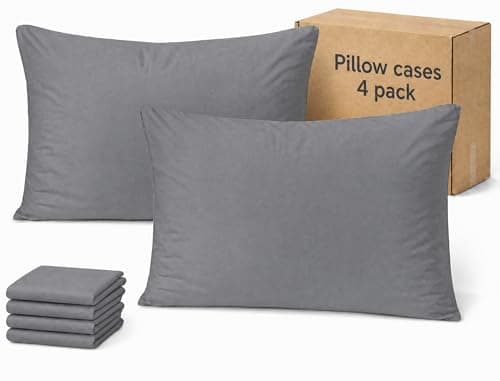 ZPECC Dark Gray Pillow Cases King Size Set of 4, 20x36 Envelope Closure Pillowcases, Soft Plain Brushed Microfiber Covers Hypoallergenic Breathable