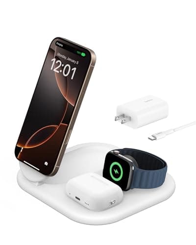 Belkin 3-in-1 MagSafe-Compatible Foldable Magnetic Qi2 Certified, For iPhone, Watch, AirPods at $55 (45% off)