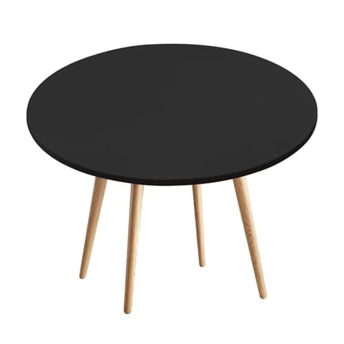 BDDC Fitted Round Table Cover - Fits 36"-44" Diameter Round Tables,Spandex Black Table Cloth, Washable & Wrinkle-Resistant Tablecloth for Indoor/Outdoor Picnics, Patios & Events