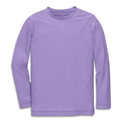 Primary Kids Long Sleeve Rash Guard, Swim Shirt, UPF 50+, Made with Recycled Materials, Stretchy Fabric (Iris, Size 8-9)