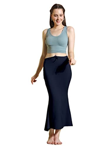 Jaanvi fashion Women's Cotton Blend Saree Shapewear Petticoat for Women, Cotton Blended,Petticoat,Skirts for Women,Shape Wear Dress for Saree Shaper (fish-shapewear-oxford-blue-s)