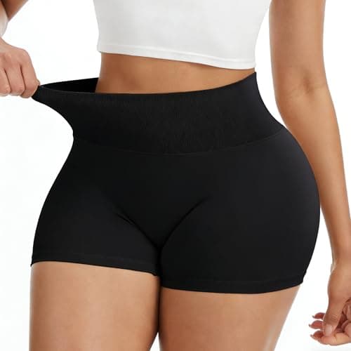 yeuG Workout Compression Shapewear Biker Shorts Women-4" High Waisted Tummy Control No Front Seam Gym Yoga Volleyball Shorts Seamless Spandex Underwear(Black,Large-X-Large)