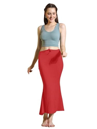 Jaanvi fashion Women's Cotton Blend Saree Shapewear Petticoat for Women, Cotton Blended,Petticoat,Skirts for Women,Shape Wear Dress for Saree Shaper (fish-shapewear-crimson-red-m)