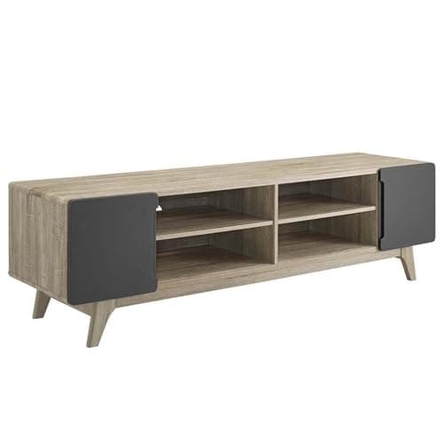 Modway Tread 70" Mid-Century M...nment TV Stand in Natural Gray