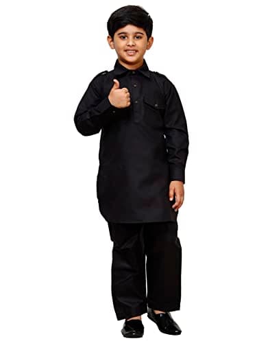 Pro-Ethic Style Developer Boys Cotton Pathani Kurta set for kids | Indian Traditional wear | 8-9 Years|BLACK (S-216)