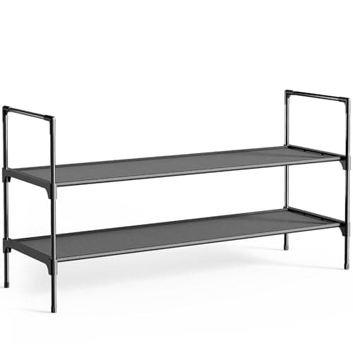 Kitsure Shoe Rack - 3-Tier Shoe Organizer, Shoe Rack for Closet, Entryway, Bedroom, Easy- Assembly Storage Shelf with Side Handles, 36.2" Wide - 2 Tiers, Black