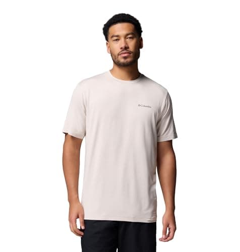 Columbia Mens Kwick Hike Back Graphic Short Sleeve Tee, Dark Stone Heather/Linescape, X-Small