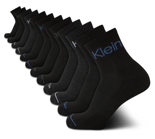Calvin Klein Mens Quarter Socks - 12 Pack Soft Cushioned Breathable High Quarter Athletic Socks for Men with Arch Support, Size 7-12, Black Multi
