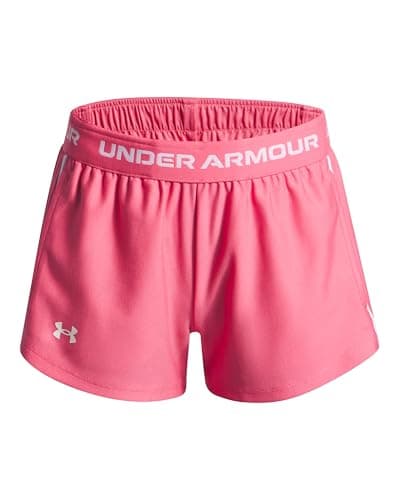 Under Armour Girls' Tech Play Up Shorts, (673) Super Pink/Super Pink/White, Large
