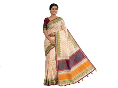 AYU ELITE FASHION Semi Tasor Dhakai Saree, Traditional Style, without Blouse