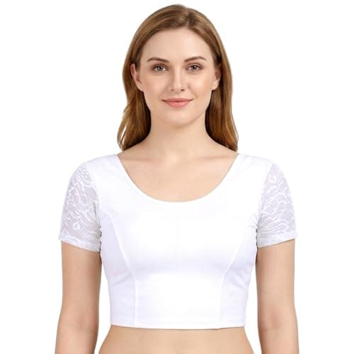 Chandrakala Readymade Blouses for Women sarees,Stretchable White,XX-Large (B102WHI6)