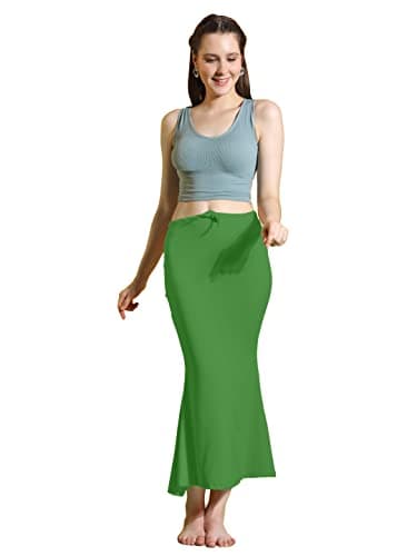 Jaanvi fashion Women's Cotton Blend Saree Shapewear Petticoat for Women, Cotton Blended,Petticoat,Skirts for Women,Shape Wear Dress for Saree Shaper (fish-shapewear-green-xl)