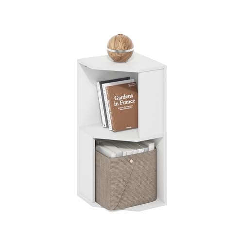 Furinno ECON Corner Shelf, 2-T...iving Room, Home Office, White