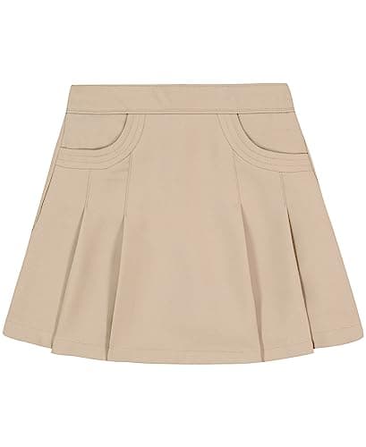 Nautica Girls School Uniform Pleated Scooter with Pockets Skirt, Khaki, 12 US