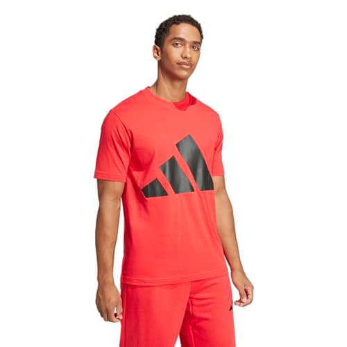 adidas Men's Essentials Big Logo T-Shirt, Pure Ruby/Black, X-Large/Tall