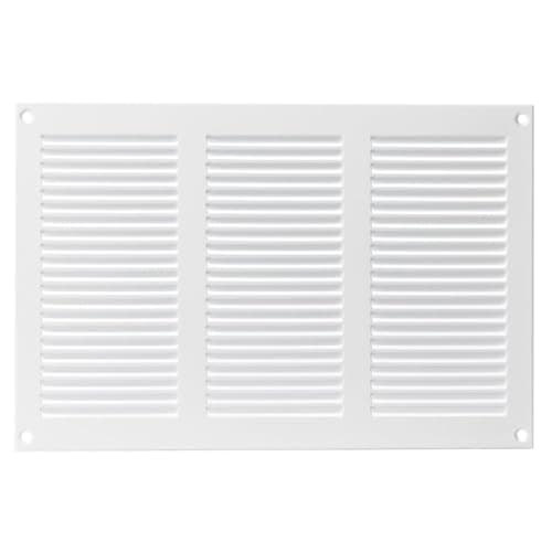 White 10x6 inch Steel Vent Cover with Insects Screen - Sidewall and Ceiling - Outside Dimensions: 11.81"w X 7.87"h