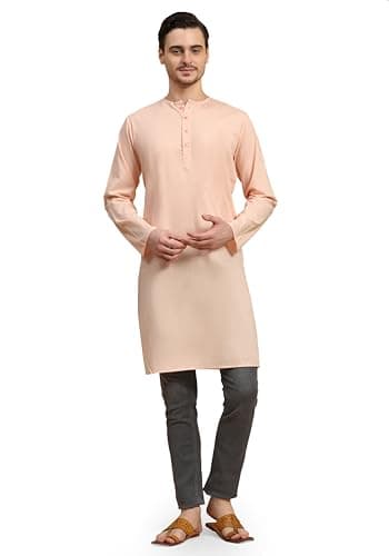 SKAVIJ Men’s Ethnic Kurta for Eid & Ramadan | Traditional Festive Wear for Prayer & Celebrations Pink