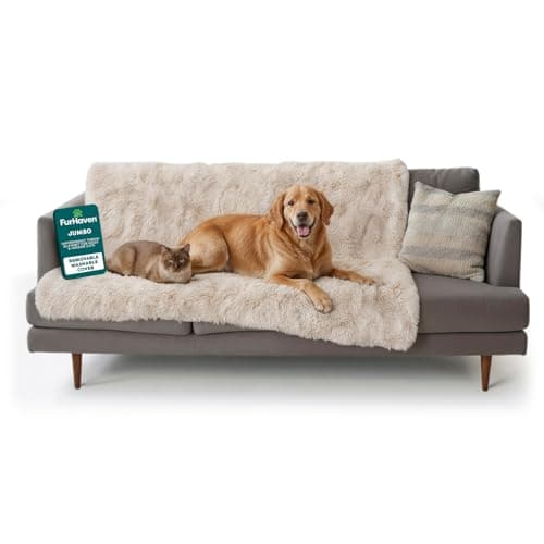 FurHaven Waterproof Throw Blan...g Faux Fur & Velvet, Driftwood