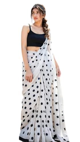 BE4ME.COM Alia bhatt wear Saree manish malhotra Design celebraty inspired Printed saree for women (POLKA DOT)