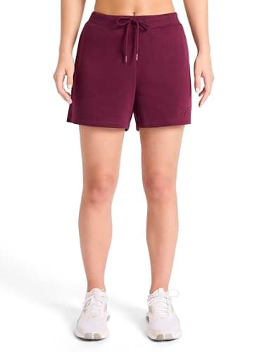 Reebok Women’s Campus 4.5” Short, Standard Fit, Midweight Cotton-Poly Fabric, Black Cherry, Large