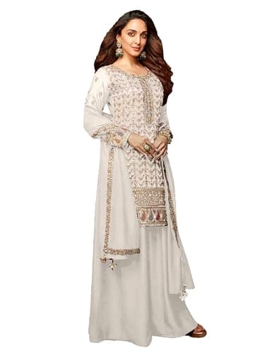 Shriva Fashion Indian ready to wear salwar kameez for Festival wedding party plus size Sharara suit party for women (2891) (White, 42)