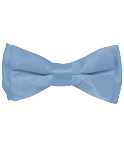 Vittorio Farina Boy's Classic Solid Silky Satin Bow Tie - Adjustable Bow Tie for Boys (Sky)
