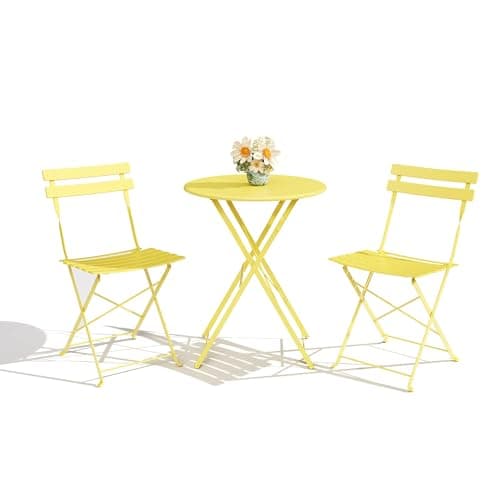 3-Piece Folding Bistro Set, Ou..., No Assembly Required, Yellow