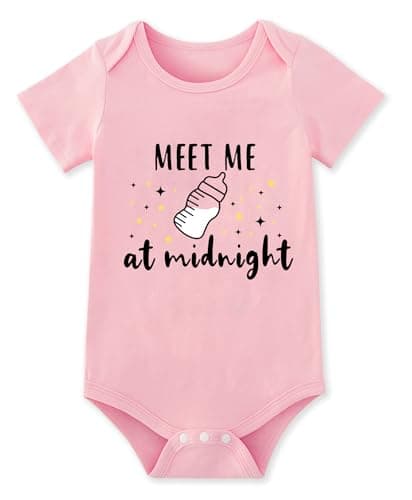 Funnycokid Newborn Baby Boys Girls Meet Me at Midnight Bodysuit Green Short Sleeve Romper Unisex Shower Gender Neutral GiftOnsies 3-6 Months