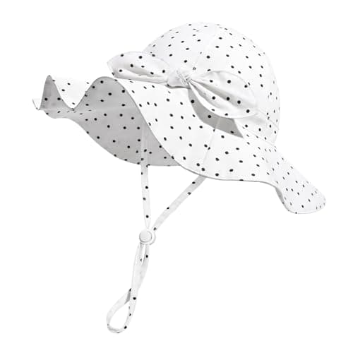 Baby Girl Sun Hat with UPF 50+ Outdoor Adjustable Beach Hat with Wide Brim Bucket Hats (0-6 Months)