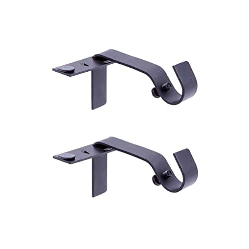 Kenney Fast Fit 5/8" No Measur...tain Rod Brackets, Matte Black