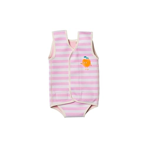 SUNNYLiFE Baby Wetsuit, Poppy The Peach Pink Stripe, Polyester and Natural Rubber, 2mm Thickness, 6-18 Months, for Swimming and Beach