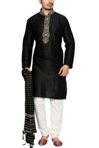 Sonisha MKP9005 Men's Black Kurta Pajama Set Wedding Kurta Pyjama Indian Party Suit (42)