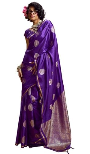 DC ELEMENTS Satin Silk Saree for Women Traditional Women Indian Ethnic Saree Light Weight Elegant Party & Festive Wear (006)