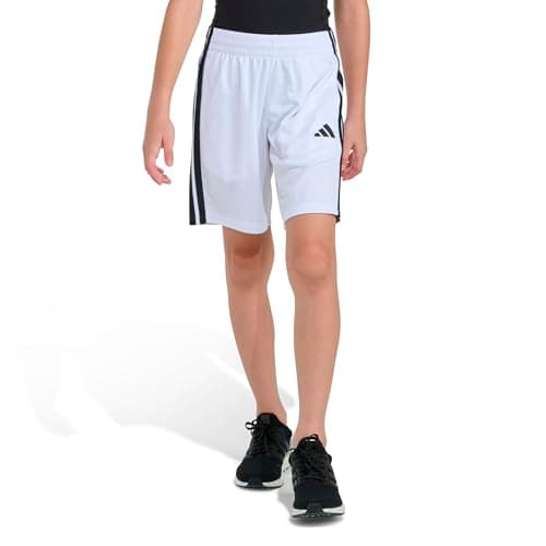adidas Boys Mesh Athletic Shorts, White, Large