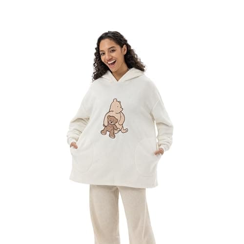 Berkshire Pooh Bear Velvetloft Oversized Sweatshirt, Embroidered the Pooh & Friends, Ultra Soft Fleece Pullover, Cozy Casual for Women, Gift for Pooh Lovers, Large, Pooh Teddy Bear
