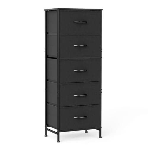 DUMOS Nightstand with 5 Drawer...room Closet Living Room, Black