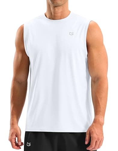 G Gradual Sleeveless Shirts for Men Workout Tank Tops Moisture Wicking Mens Muscle Shirt for Gym, Beach, Summer Casual (White, XL)