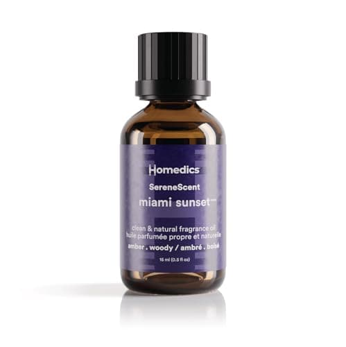 Homedics SereneScent Waterless Diffuser Oil Refill — Miami Sunset (15ml). Compatible with Compact SereneScent Diffusers. Tropical Coconut & Wood Home Fragrance. Plug & Play.
