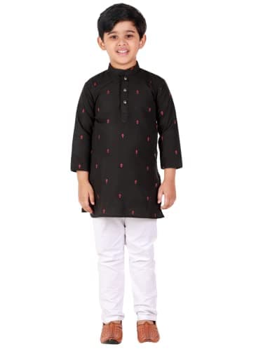 Pro-Ethic Style Developer Boy's Cotton Kurta Set For Kids | 1 To 16 Y (S-150) Black
