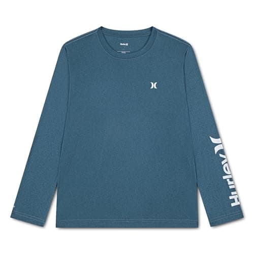 Hurley Long Sleeve UPF 50+ Rash Guard Swim Shirt, Deepwaters, 3T