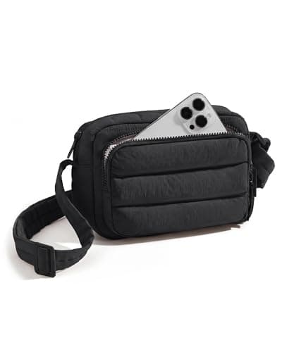 BAGSMART Crossbody Bags for Women, Puffer Crossbody Purses for Women with RFID Blocking Slots, Handbags Wallet Small Purse, Black