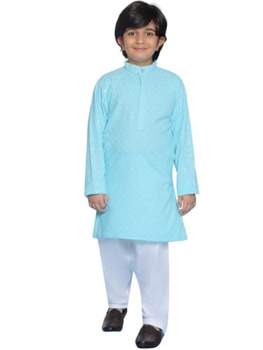 AJ DEZINES Kids Indian Ethnic Wear Kurta Set For Boys|Boys Indian Outfit|Traditional Festive Wear|Chikankari Kurta Pyjama-K16