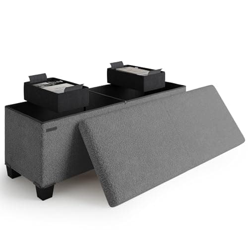 STORAGEBUD Storage Ottoman Ben...Storage Chest Max 660lbs, Grey