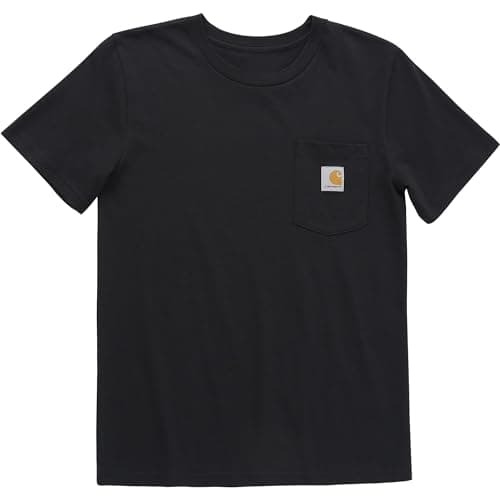 Carhartt Kids' Short Sleeve Pocket T-Shirt Tee Shirt, Black, XL-18/20