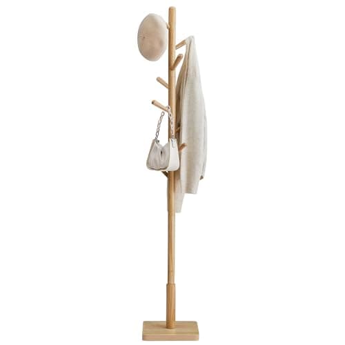 VASAGLE Solid Wood Coat Rack, ...Pole, Natural Beige URCR010N01
