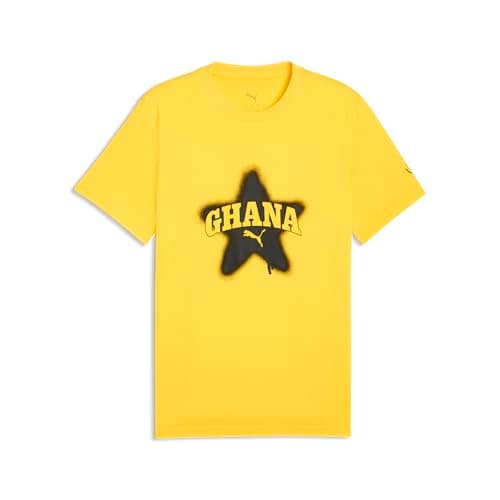 PUMA Men's Ghana FA T-Shirt, Pelé Yellow- Black SS26, Small Gfa Ftblculture Tee