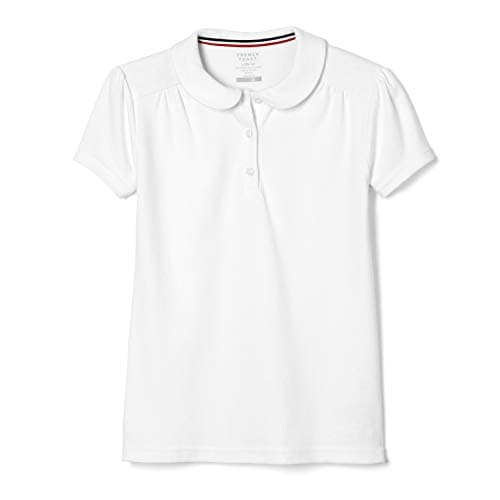 French Toast Girls Short Sleeve Peter Pan Collar School Uniform Polo Shirt, White, 7 8 US