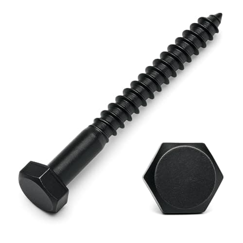 3/8 x 4 Black Lag Bolts, 20 PCs Dacromet-Coated 304 Stainless Wood Heavy Duty Lag Screws for Deck Frame and Outdoor Projects, Hex Head