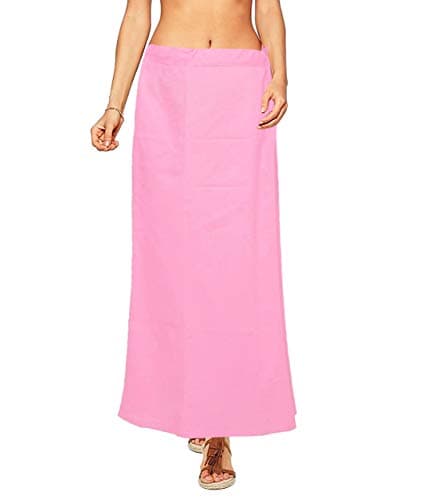 TreegoArt Fashion Fashion Women's Cotton Petticoat Saree Underskirt Sari Underwear Free Size Adjustable- Light Pink
